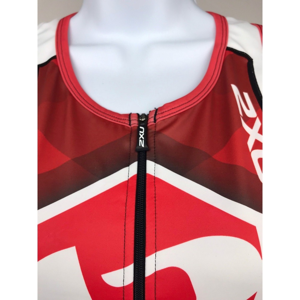 2XU Womens Medium Red And Black No Sleeve Half Zip Athleticwear Cycling Top - Picture 2 of 7